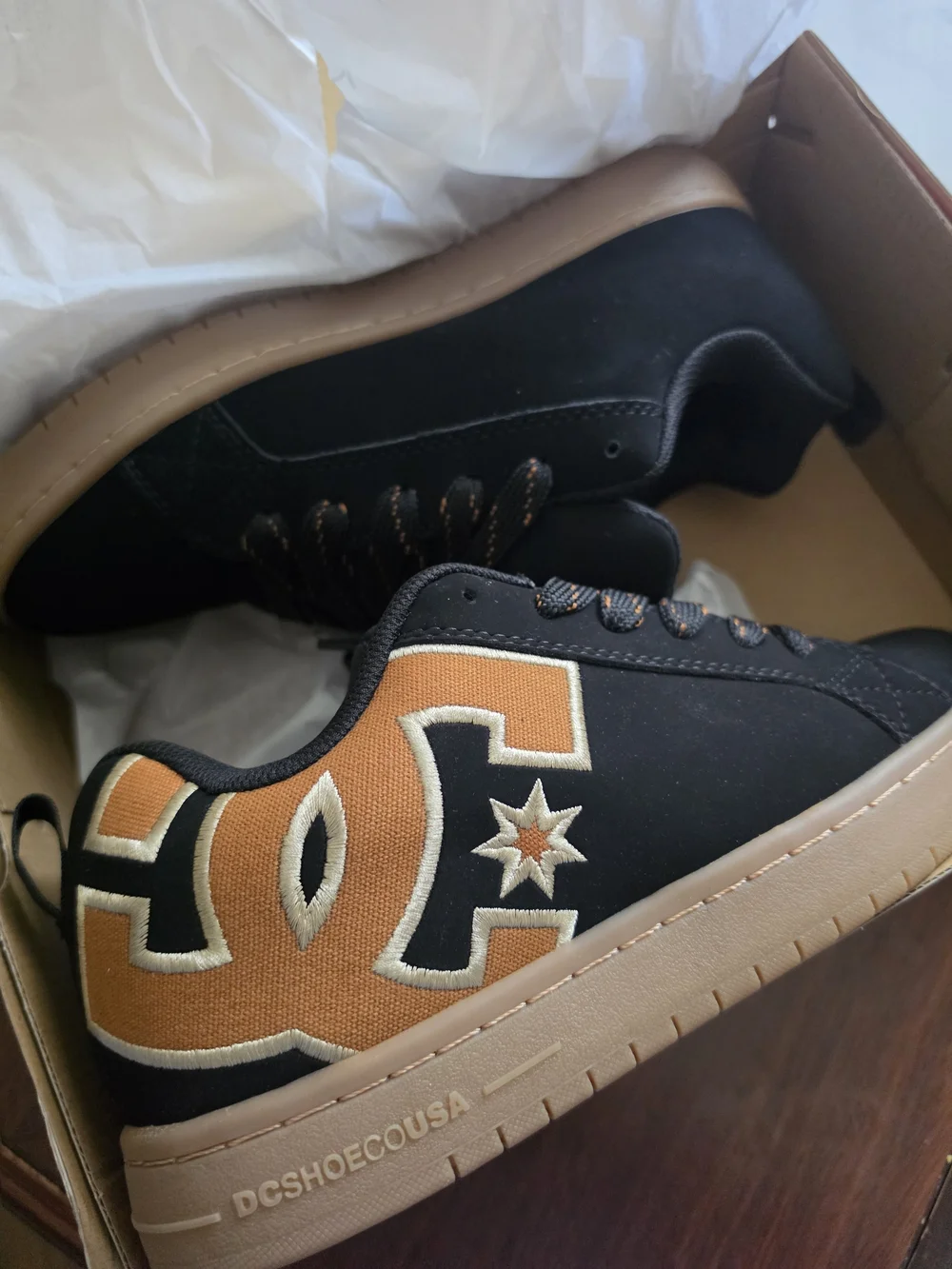DC Men’s Black Sneakers with Brown Accents